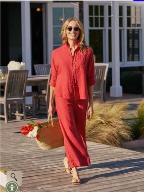 Frank & Eileen Tuscany Getaway Set Wide-Leg Linen Summer Red